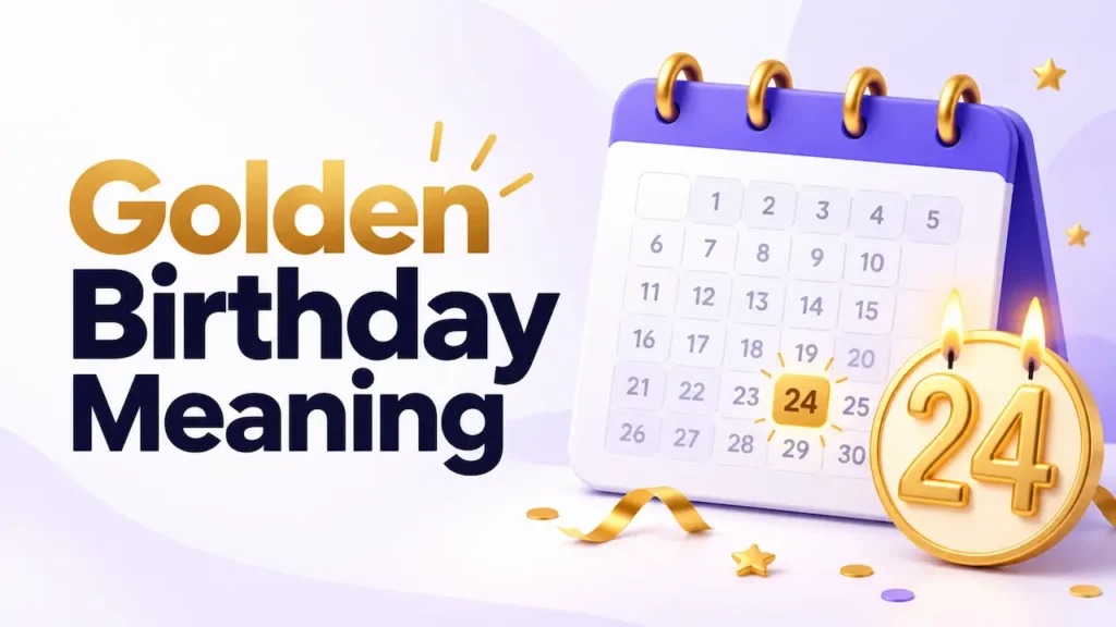 Golden birthday meaning illustrated with age 24 matching the 24th calendar date.