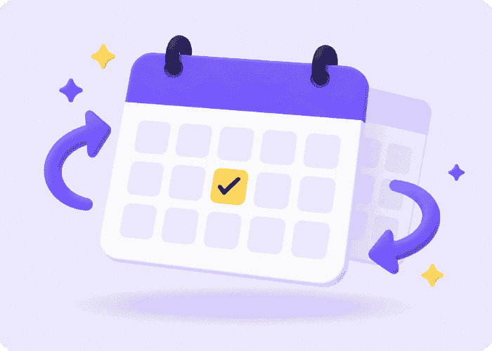 Random date generator calendar with a selected date and shuffle arrows