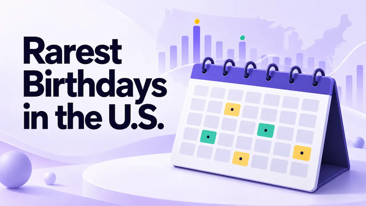 Rarest birthdays in the U.S. calendar and birth statistics illustration