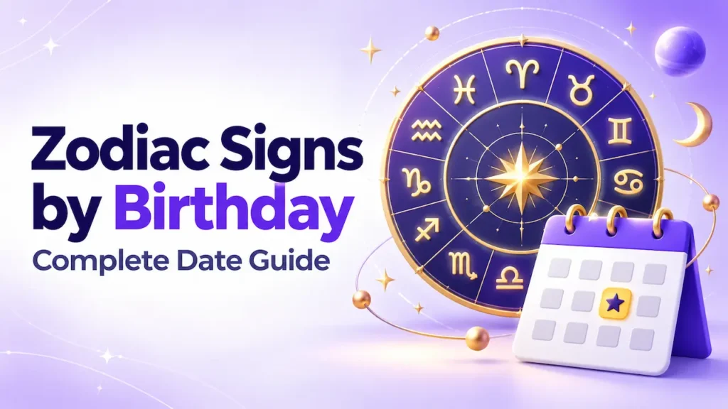 Zodiac signs by birthday complete date guide with zodiac wheel and calendar